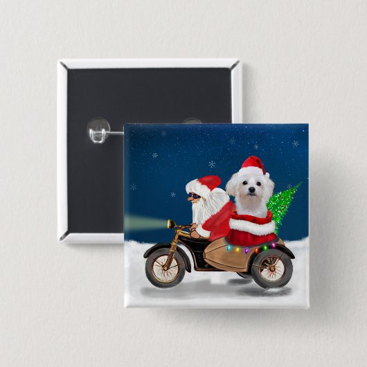Maltese kerstkerstkerstmankreet vierkante button 5,1 cm (Voorkant /achterkant)