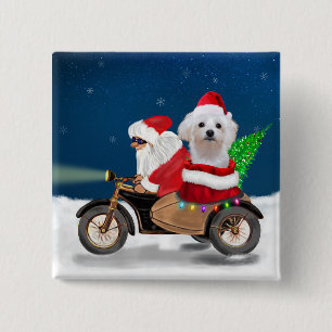 Maltese kerstkerstkerstmankreet vierkante button 5,1 cm