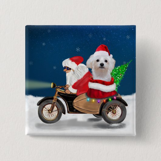 Maltese kerstkerstkerstmankreet vierkante button 5,1 cm (Voorkant)