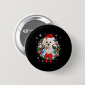 Maltese kerstkrans decoratie kerstpyjama ronde button 5,7 cm (Voorkant /achterkant)