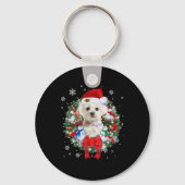 Maltese kerstkrans decoratie kerstpyjama sleutelhanger (Voorkant)