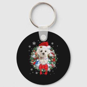 Maltese kerstkrans decoratie kerstpyjama sleutelhanger