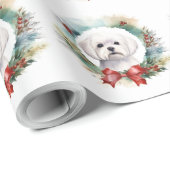 Maltese Kerstkrans feestelijke pup Cadeaupapier (Rol Hoek)