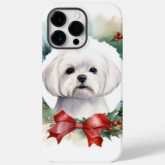Maltese Kerstkrans feestelijke pup Case-Mate iPhone Case (Achterkant)