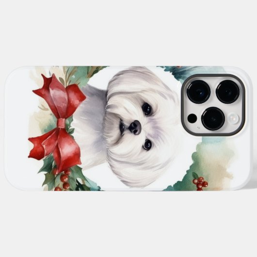 Maltese Kerstkrans feestelijke pup Case-Mate iPhone Case (Achterkant (horizontaal))