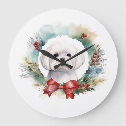 Maltese Kerstkrans feestelijke pup Grote Klok (Voorkant)