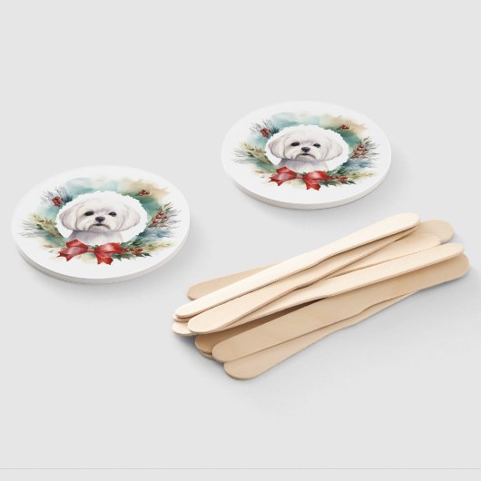 Maltese Kerstkrans feestelijke pup Handwaaier (Niet-gemonteerd)