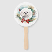Maltese Kerstkrans feestelijke pup Handwaaier (Voorkant)