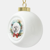 Maltese Kerstkrans feestelijke pup Keramische Bal Ornament (Rechts)