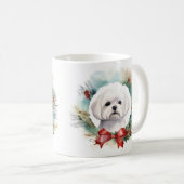 Maltese Kerstkrans feestelijke pup Koffiemok (Voorkant rechts)