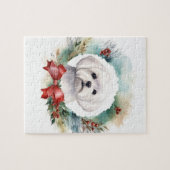 Maltese Kerstkrans feestelijke pup Legpuzzel (Horizontaal)