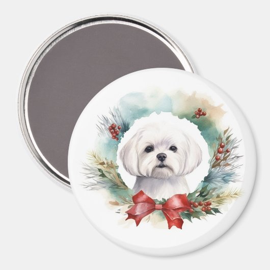 Maltese Kerstkrans feestelijke pup Magneet (Voorkant / Achterkant)
