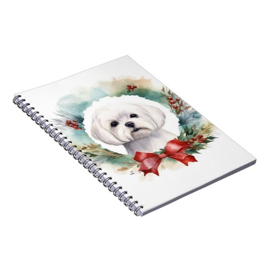 Maltese Kerstkrans feestelijke pup Notitieboek (Rechterzijde)