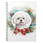 Maltese Kerstkrans feestelijke pup Notitieboek (Voorkant)
