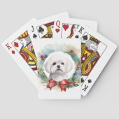 Maltese Kerstkrans feestelijke pup Pokerkaarten (Achterkant)