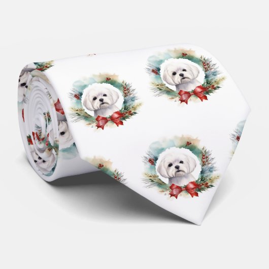 Maltese Kerstkrans feestelijke pup Stropdas (Opgerold)
