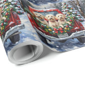 Maltese Kerstmis Rode Truck Vakantie Cadeaupapier (Rol Hoek)