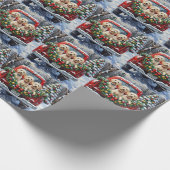 Maltese Kerstmis Rode Truck Vakantie Cadeaupapier (Hoek)