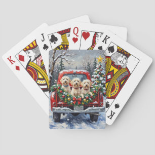 Maltese Kerstmis Rode Truck Vakantie Pokerkaarten