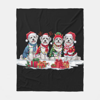 Maltese kerstmuts gewei elf kerstverlichting fleece deken