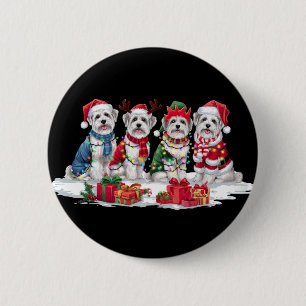 Maltese kerstmuts gewei elf kerstverlichting ronde button 5,7 cm