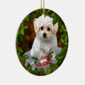 Maltese kerstpuppy keramisch ornament (Rechts)