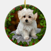 Maltese kerstpuppy keramisch ornament (Achterkant)