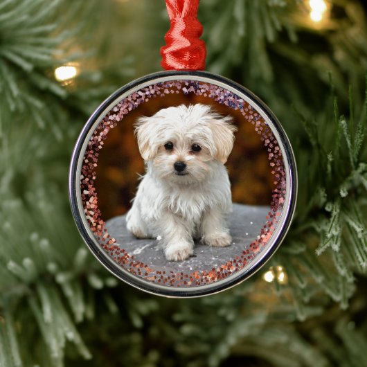 Maltese kerstpuppy metalen ornament (Boom)
