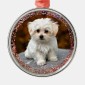 Maltese kerstpuppy metalen ornament (Voorkant)