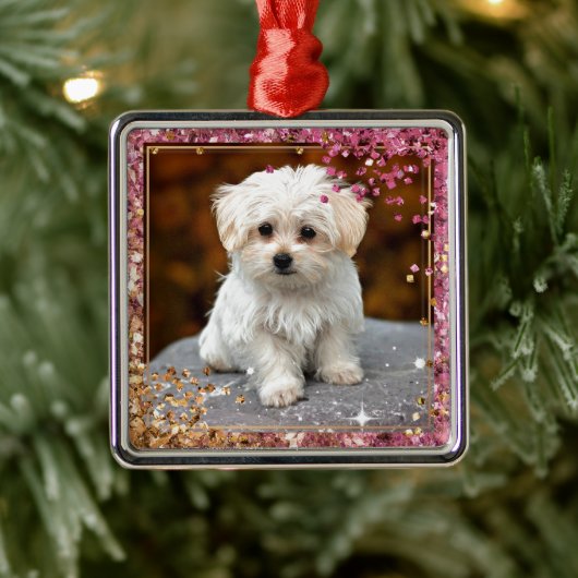 Maltese kerstpuppy metalen ornament (Boom)