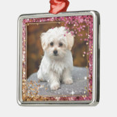 Maltese kerstpuppy metalen ornament (Links)