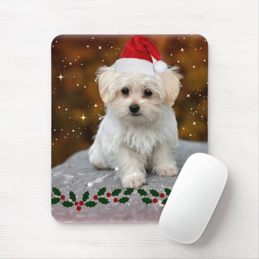 Maltese kerstpuppy muismat (Met muis)