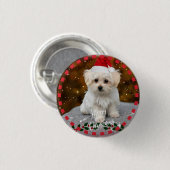Maltese kerstpuppy ronde button 3,2 cm (Voorkant /achterkant)