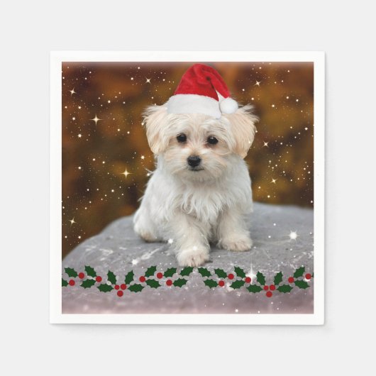 Maltese kerstpuppy servet (Voorkant)