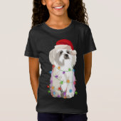 Maltese Kerstverlichting Xmas Hondenliefhebber T-shirt (Voorkant)