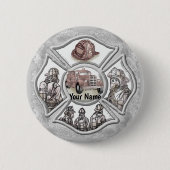 Maltese kruisbrandweerman ronde button 5,7 cm (Voorkant)