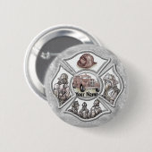 Maltese kruisbrandweerman ronde button 5,7 cm (Voorkant /achterkant)