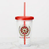 Maltese kruisgerichte brandweerman acryl drinkbeker (Voorkant)