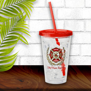 Maltese kruisgerichte brandweerman acryl drinkbeker