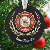 Maltese kruisgerichte brandweerman ornament