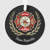 Maltese kruisgerichte brandweerman ornament (achterkant)