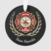 Maltese kruisgerichte brandweerman ornament (voorkant)
