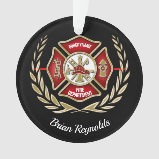 Maltese kruisgerichte brandweerman ornament (voorkant)