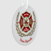Maltese kruisgerichte brandweerman ornament (voorkant)