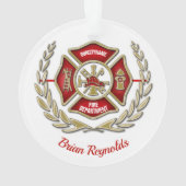 Maltese kruisgerichte brandweerman ornament (achterkant)