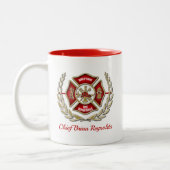 Maltese kruisgerichte brandweerman tweekleurige koffiemok (Links)