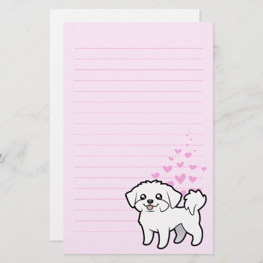 Maltese liefde (puppy cut) briefpapier (Voorkant / Achterkant)