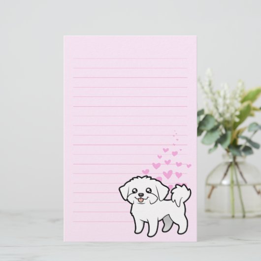Maltese liefde (puppy cut) briefpapier (Staand voorkant)