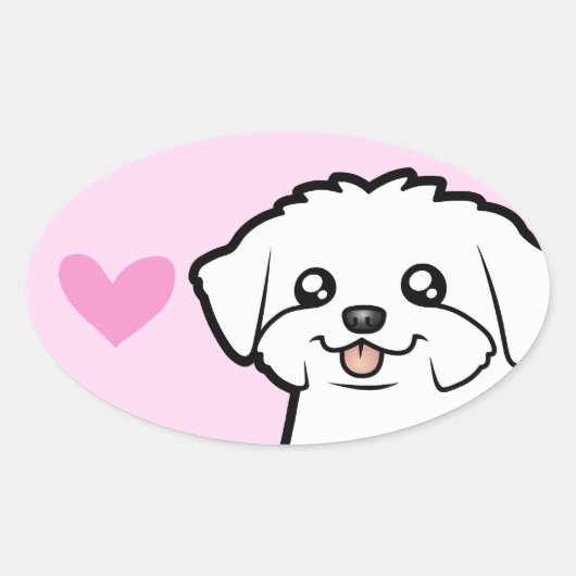 Maltese liefde (puppy cut) ovale sticker (Voorkant)