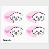 Maltese liefde (puppy cut) ovale sticker (Vel)